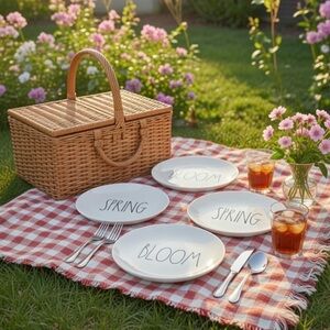 Rae Dunn Artisan Collection by Magenta Melamine Happy Spring Luncheon Plates🤍🖤